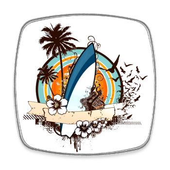 Surfboard-Design 01 - Viereckiger Kühlschrankmagnet - Weiß - Vorne