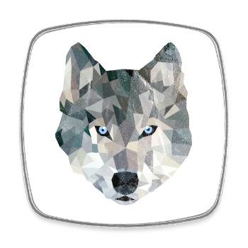 Geometrischer Wolf - Viereckiger Kühlschrankmagnet - Weiß - Vorne