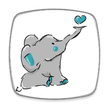 Süßer Elefant - Viereckiger Kühlschrankmagnet - Weiß - Vorne