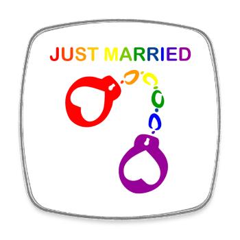 Just married gay marriage - Square fridge magnet - white - Front