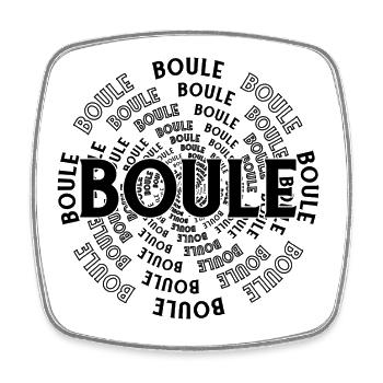 Tenue de pétanque boule pour boule bouler - Magnet carré - blanc - Devant