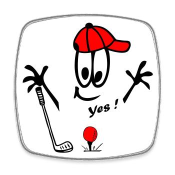 Golf, Comic, Yes - Viereckiger Kühlschrankmagnet - Weiß - Vorne