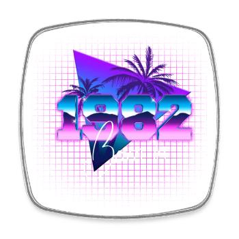 Retrowave Born in 1982 - Viereckiger Kühlschrankmagnet - Weiß - Vorne