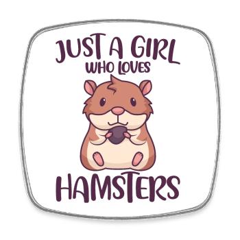 Juste une fille qui aime hamsters Hamster doré - Magnet carré - blanc - Devant