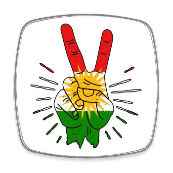 Kurdistan Peace Finger - Square fridge magnet - white - Front