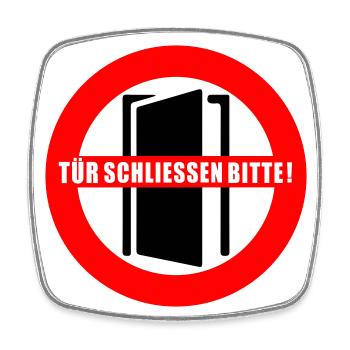 Tür schließen bitte | Farbe änderbar - Viereckiger Kühlschrankmagnet - Weiß - Vorne
