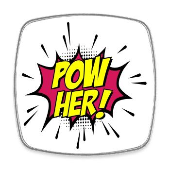 Farben änderbar | Pow her Frau Energie Power - Viereckiger Kühlschrankmagnet - Weiß - Vorne