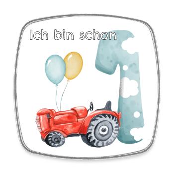 1. Geburtstag Traktor - Viereckiger Kühlschrankmagnet - Weiß - Vorne