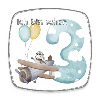 3. Geburtstag Flugzeug Pilot - Viereckiger Kühlschrankmagnet - Weiß - Vorne