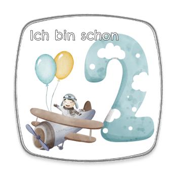 2. Geburtstag Flugzeug Pilot - Viereckiger Kühlschrankmagnet - Weiß - Vorne