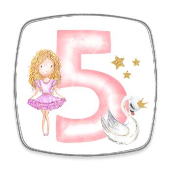 5th Birthday Princess Ballerina - Square fridge magnet - white - Front