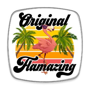 Original Flamazing Flamingo Summer Party Celebrations - Square fridge magnet - white - Front