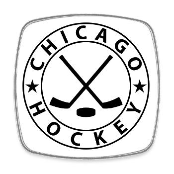 Hockey sur glace à Chicago - Magnet carré - blanc - Devant