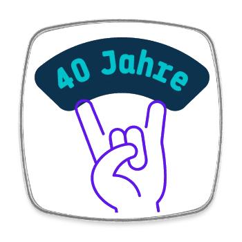 40 Jahre mit Rockmusik - Viereckiger Kühlschrankmagnet - Weiß - Vorne