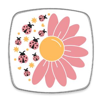 Ladybird & Sunflower - Square fridge magnet - white - Front