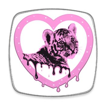 Tiger im Herzen - Pink - Viereckiger Kühlschrankmagnet - Weiß - Vorne
