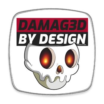 Damaged by Design SKULL - Square fridge magnet - white - Front