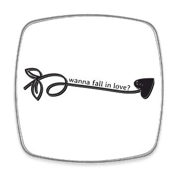 Wanna fall in love? - Viereckiger Kühlschrankmagnet - Weiß - Vorne