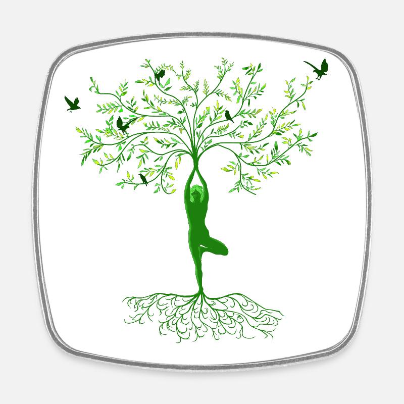 YOGA TREE POSE - VRKSASANA, VRICKSASANA ASANA - Magnet carré - blanc