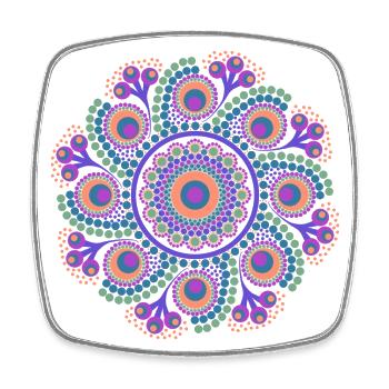 Rainbow Dot Mandala - Viereckiger Kühlschrankmagnet - Weiß - Vorne
