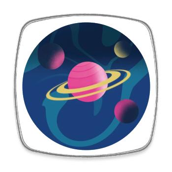 Planets in space - Square fridge magnet - white - Front