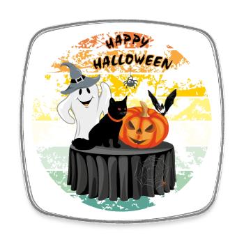 Joyeux halloween. Design amusant - Magnet carré - blanc - Devant