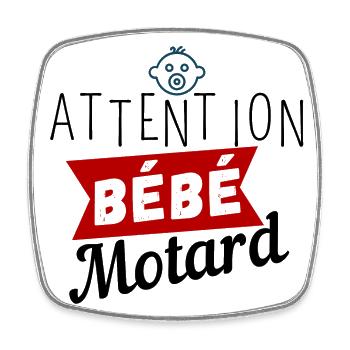 Attention Bébé Motard - Magnet carré - blanc - Devant