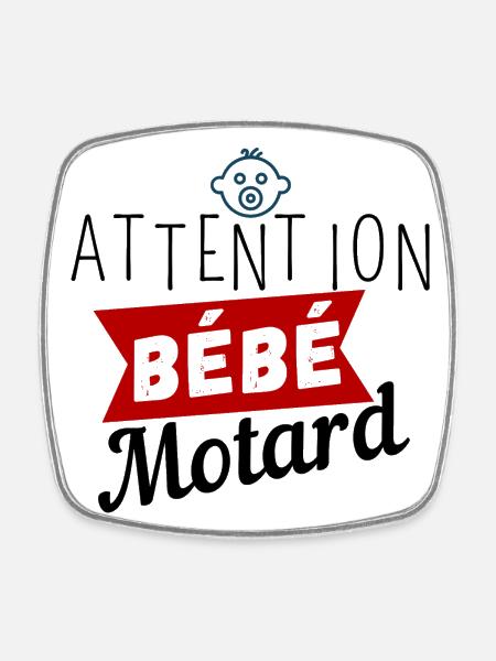 Attention Bébé Motard - Magnet carré - blanc