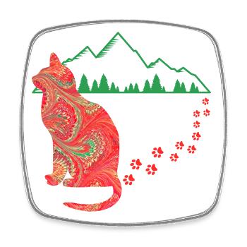 katze mit spuren e 91 - Viereckiger Kühlschrankmagnet - Weiß - Vorne