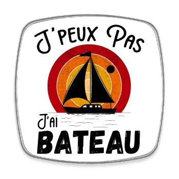 J'peux pas j'ai bateau - rétro Vintage - Magnet carré - blanc - Devant