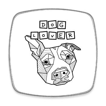 Dog Lover geometric line art - Square fridge magnet - white - Front