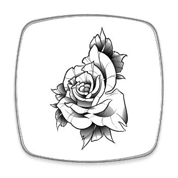 Rose line art traditionnel - Magnet carré - blanc - Devant