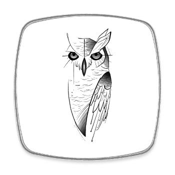 Hibou sketch - Magnet carré - blanc - Devant