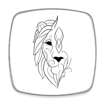 Tête de lion ornemental - Magnet carré - blanc - Devant