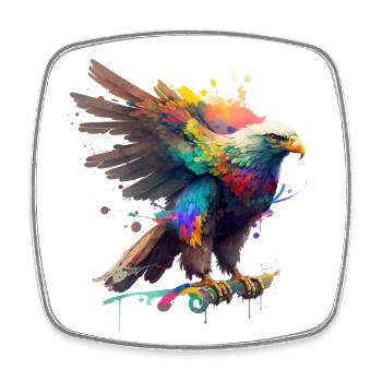 Regenbogen Adler ∞ Rainbow Eagle ∞ vauART - Viereckiger Kühlschrankmagnet - Weiß - Vorne