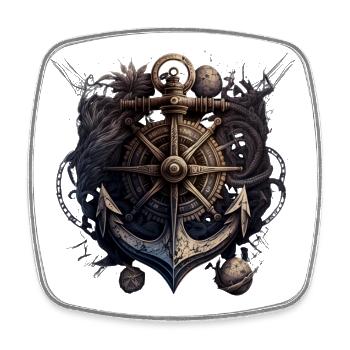 beautiful maritime motif of an anchor with compass - Square fridge magnet - white - Front