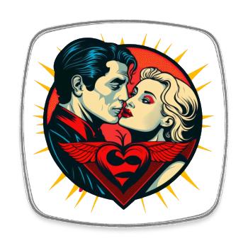 Valentinstag | Valentines Day | Retro | Super Love - Viereckiger Kühlschrankmagnet - Weiß - Vorne