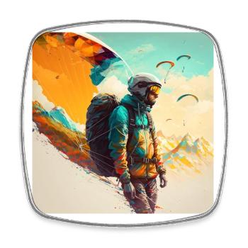 Paragliding - Square fridge magnet - white - Front