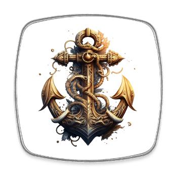 super Segelmotiv, cooler, maritimer Anker - Viereckiger Kühlschrankmagnet - Weiß - Vorne