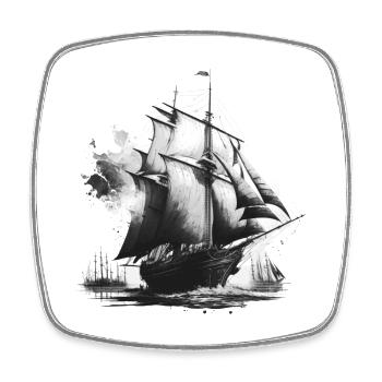 Segelschiff auf großer Fahrt - Viereckiger Kühlschrankmagnet - Weiß - Vorne