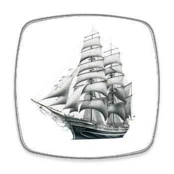 large sailor, mighty sailing ship - Square fridge magnet - white - Front