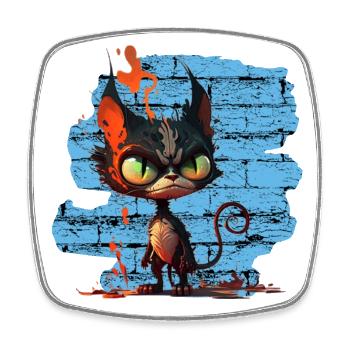 Funny cat - Square fridge magnet - white - Front