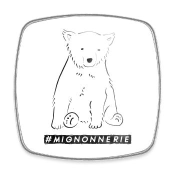 Ourson polaire mignonnerie line art - Magnet carré - blanc - Devant