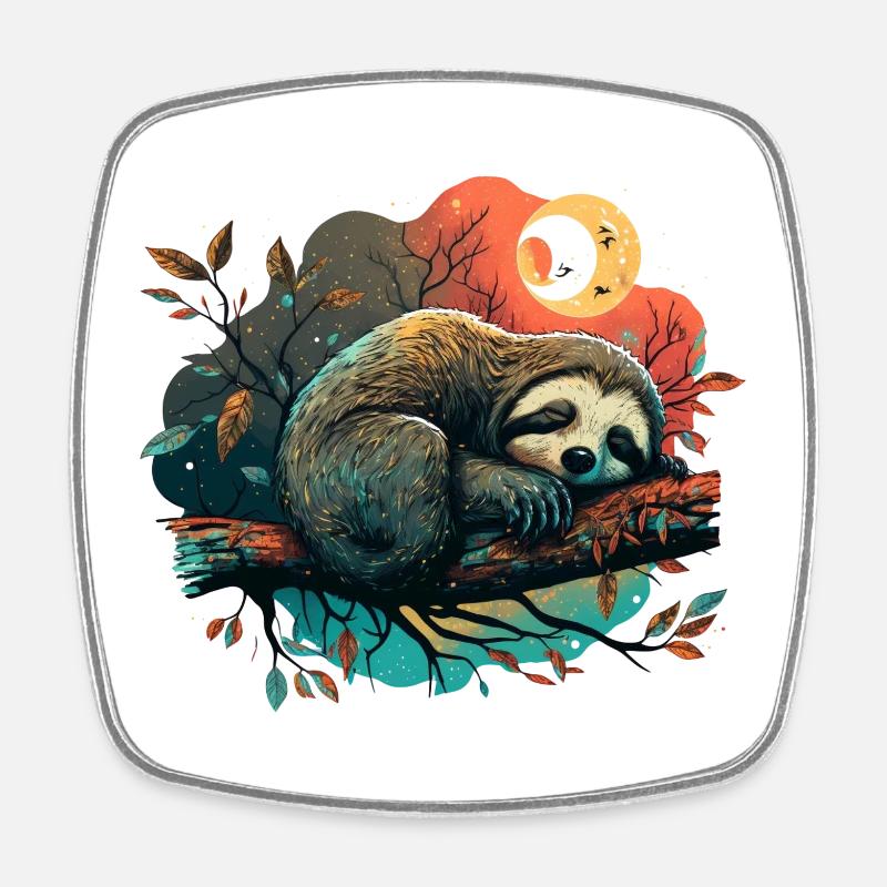 cute, sleeping sloth, sleep fashion - Square fridge magnet - white