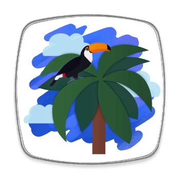 Tukan (Palme, Himmel) - Viereckiger Kühlschrankmagnet - Weiß - Vorne