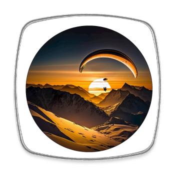 Paragliding in den Bergen der Sonne entgegen - Viereckiger Kühlschrankmagnet - Weiß - Vorne