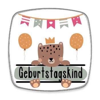 Geburtstagskind | Süßer Bär mit Luftballons - Viereckiger Kühlschrankmagnet - Weiß - Vorne