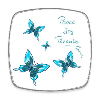 Schmetterlinge blau Peace Joy Pancake - Viereckiger Kühlschrankmagnet - Weiß - Vorne