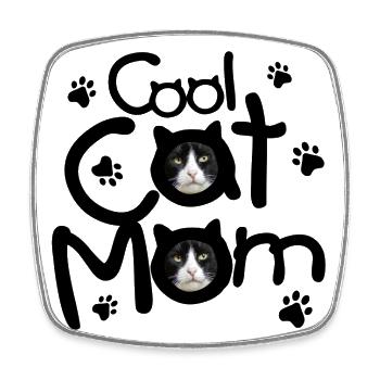Maman chat cool - Magnet carré - blanc - Devant