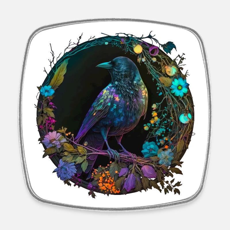 Le Corbeau - Magnet carré - blanc